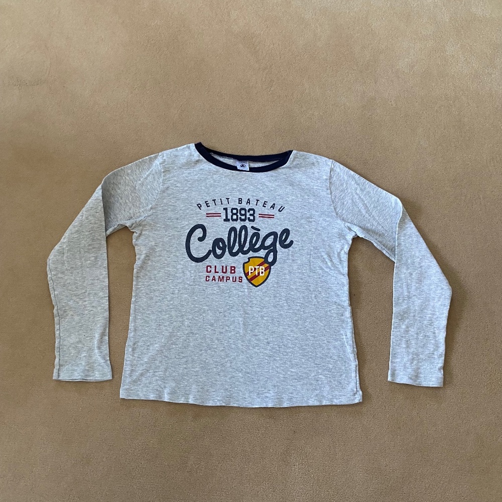 PETIT BATEAU BOYS 100% COTTON LONG SLEEVE T SHIRT - SIZE 10